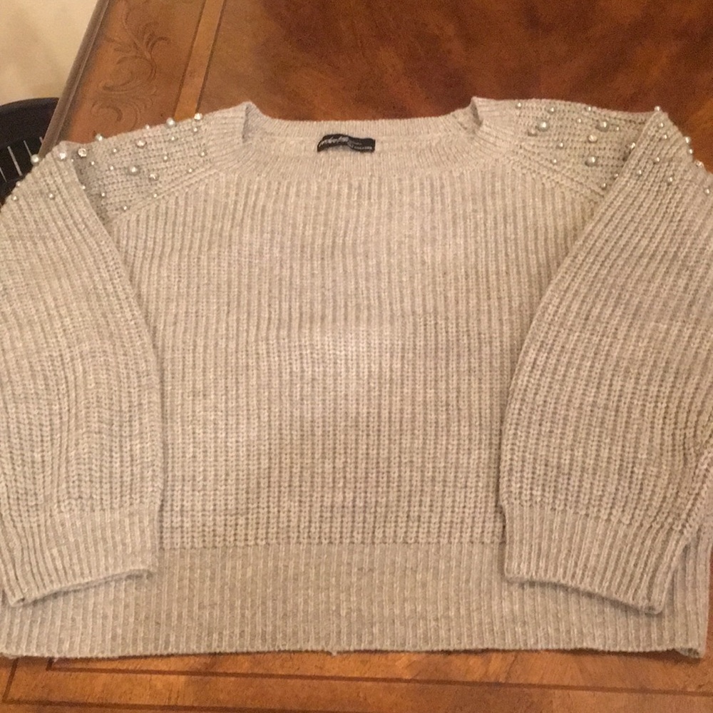 Jeweled shoulder sweater